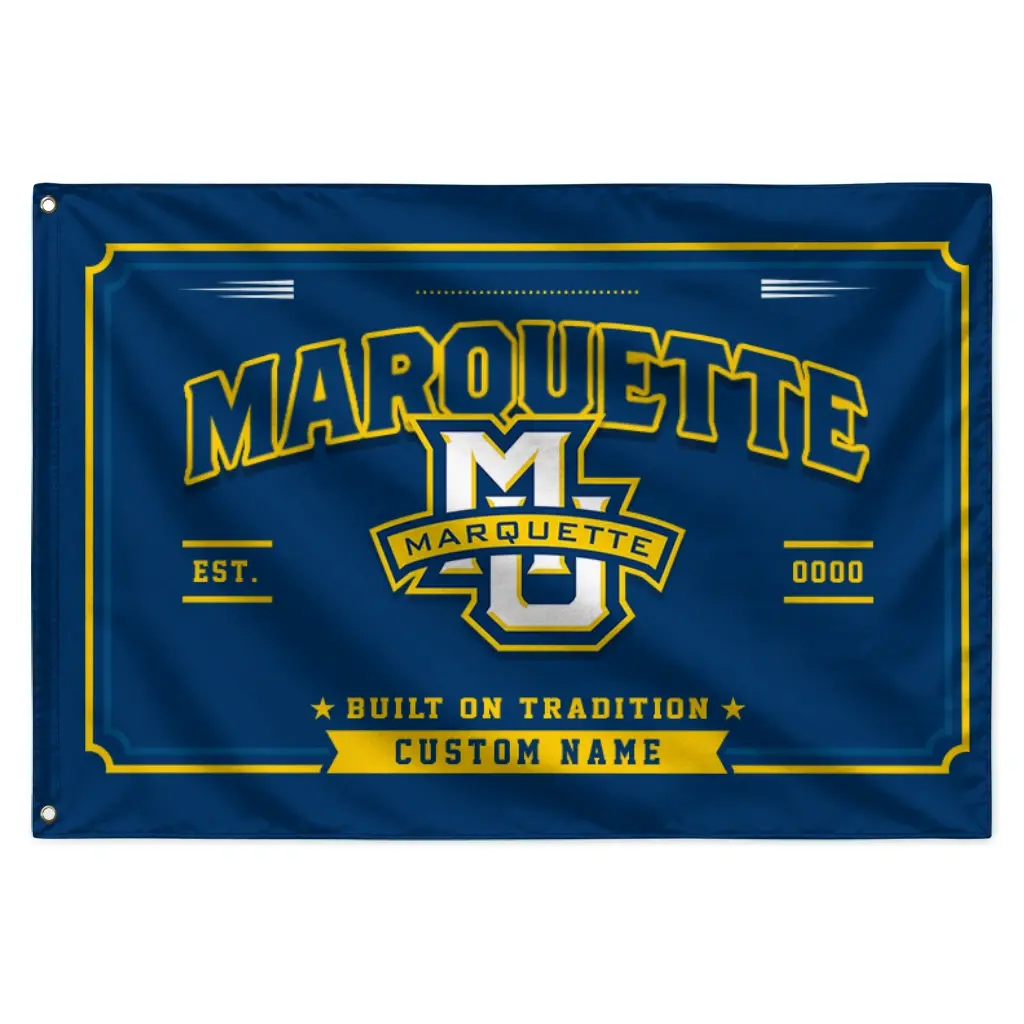 Marquette Golden Eagles House Flag Customized Ornate Border Blue Best Selling Marquette Golden Eagles House Flag Customized Ornate Border Blue Best Selling