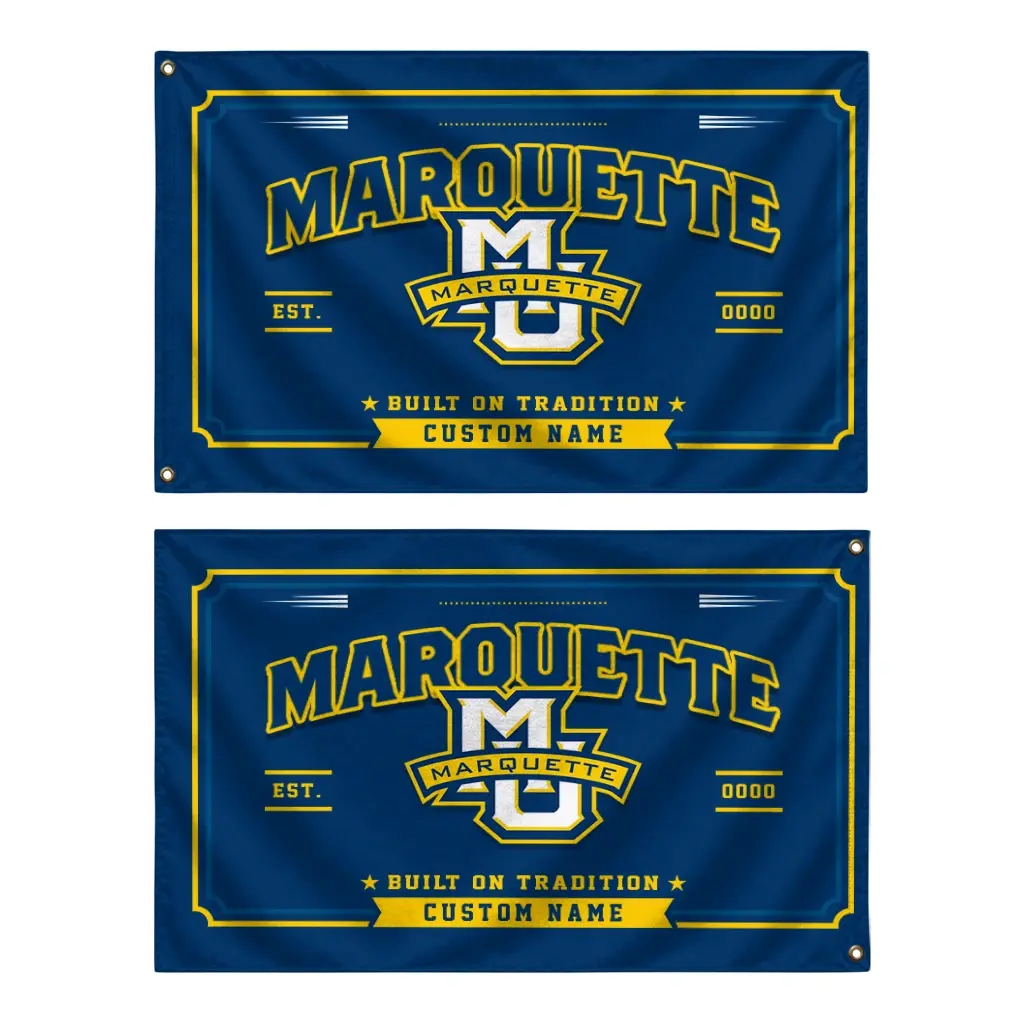 Marquette Golden Eagles House Flag Customized Ornate Border Blue Fashion Forward Marquette Golden Eagles House Flag Customized Ornate Border Blue Fashion Forward