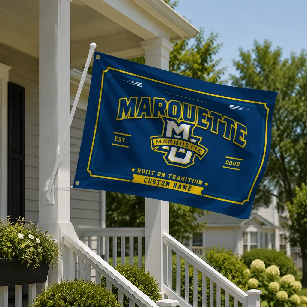 Marquette Golden Eagles House Flag Customized Ornate Border Blue New Arrival Marquette Golden Eagles House Flag Customized Ornate Border Blue New Arrival