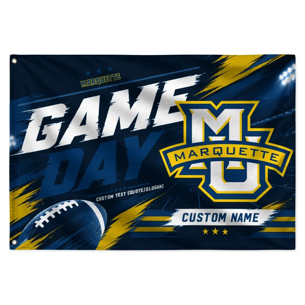Marquette Golden Eagles House Flag Personalized Action Streaks Blue Best Selling Marquette Golden Eagles House Flag Personalized Action Streaks Blue Best Selling