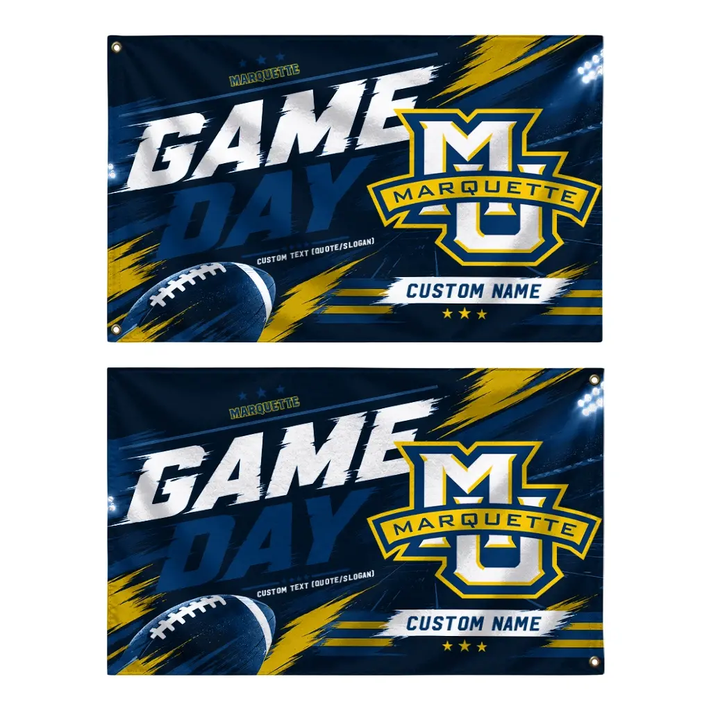 Marquette Golden Eagles House Flag Personalized Action Streaks Blue Fashion Forward Marquette Golden Eagles House Flag Personalized Action Streaks Blue Fashion Forward
