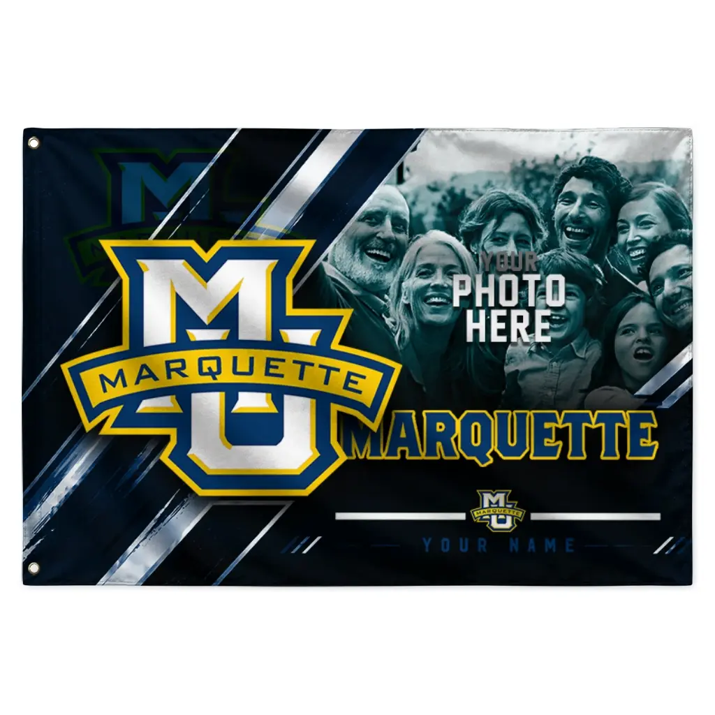 Marquette Golden Eagles House Flag Personalized Diagonal Stripes Blue Best Selling Marquette Golden Eagles House Flag Personalized Diagonal Stripes Blue Best Selling