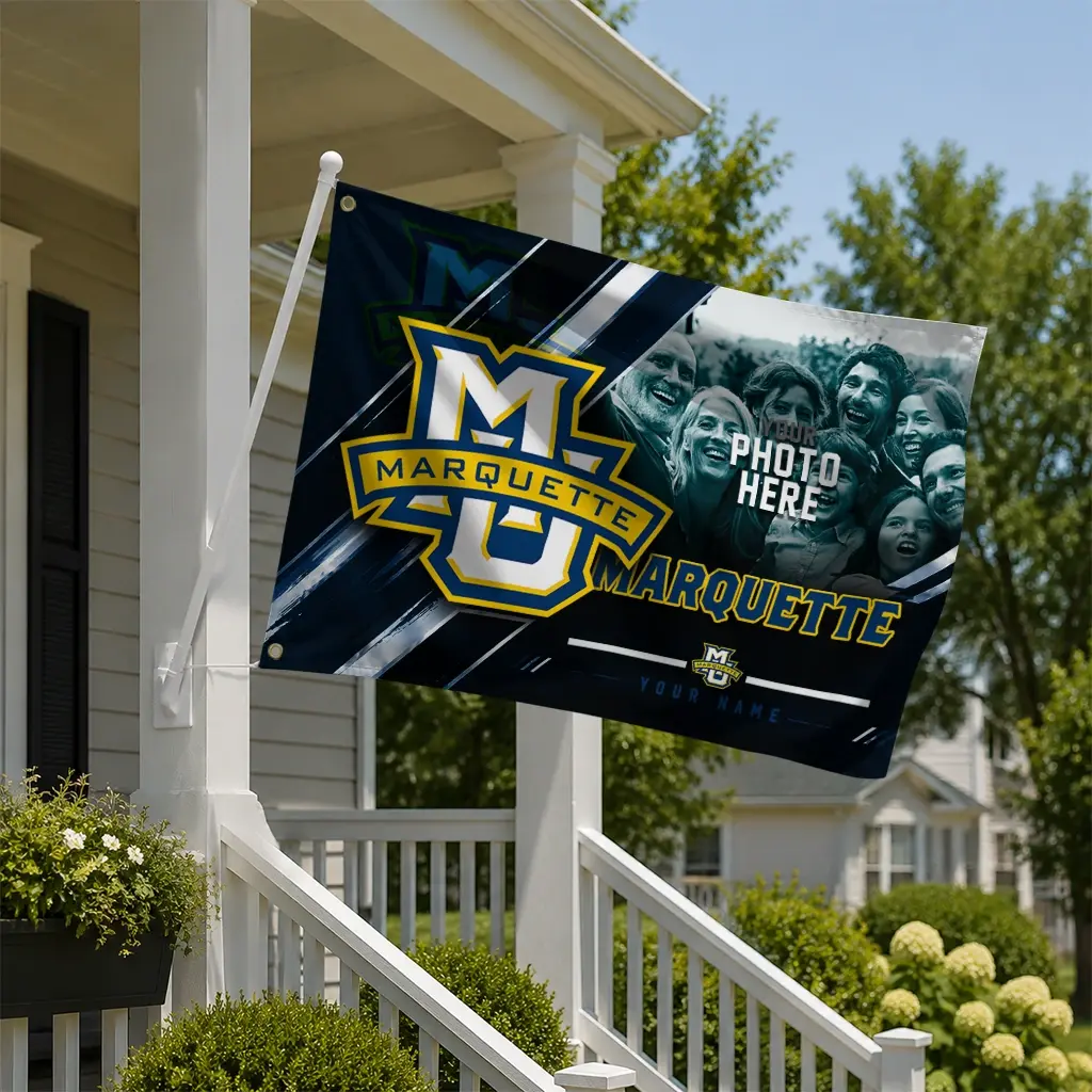 Marquette Golden Eagles House Flag Personalized Diagonal Stripes Blue New Arrival Marquette Golden Eagles House Flag Personalized Diagonal Stripes Blue New Arrival