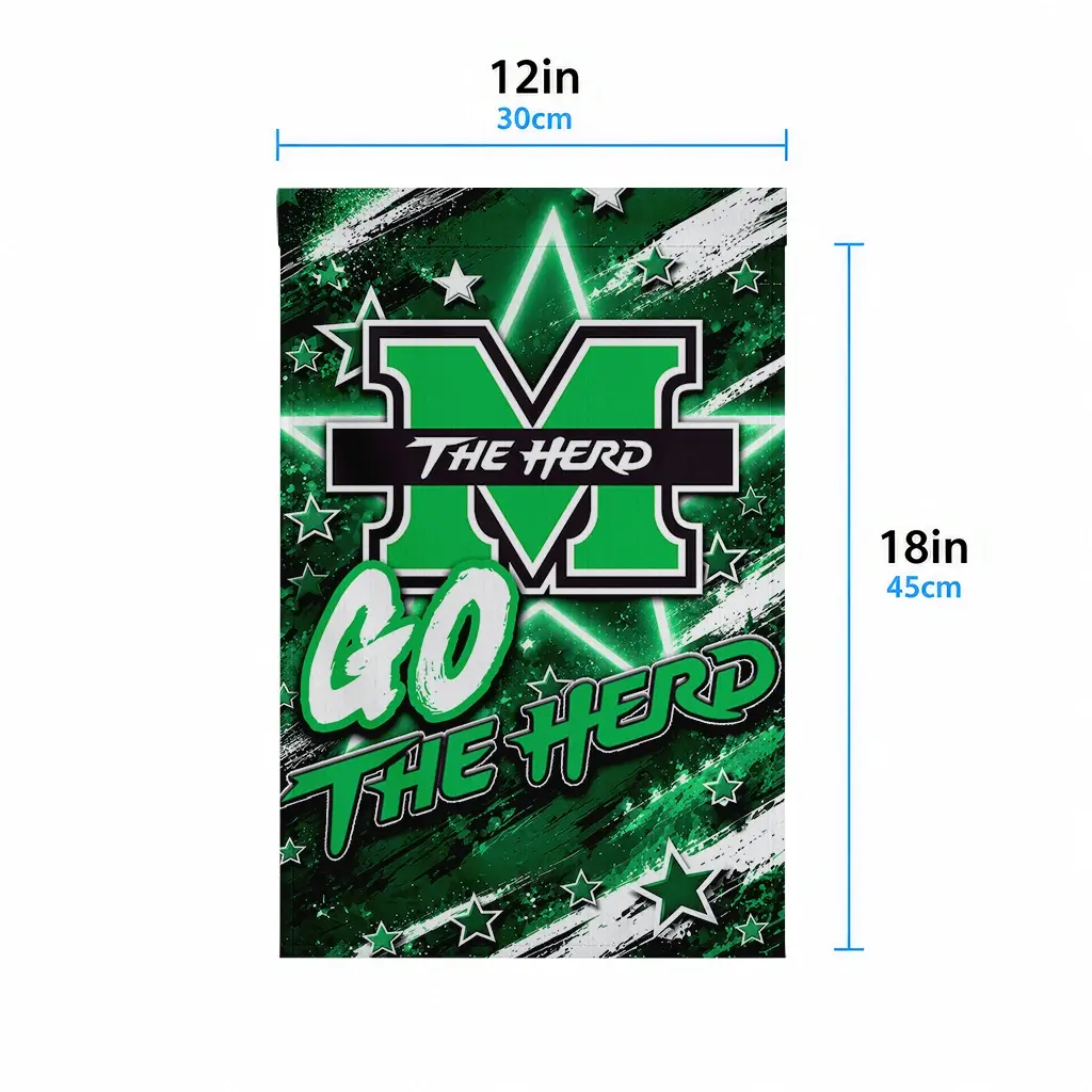 Marshall Thundering Herd Garden Flag Custom Glowing Star Green High Quality Marshall Thundering Herd Garden Flag Custom Glowing Star Green High Quality