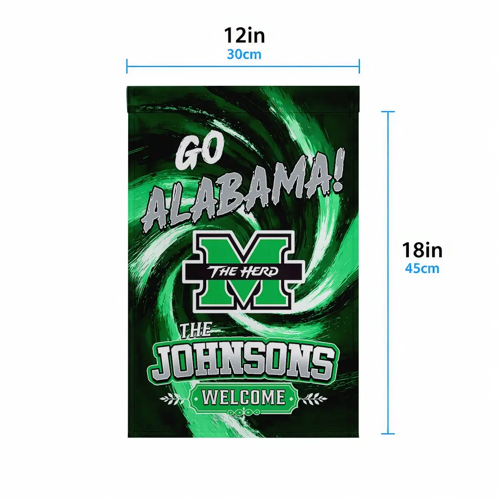 Marshall Thundering Herd Garden Flag Custom Swirl Vortex Green High Quality Marshall Thundering Herd Garden Flag Custom Swirl Vortex Green High Quality