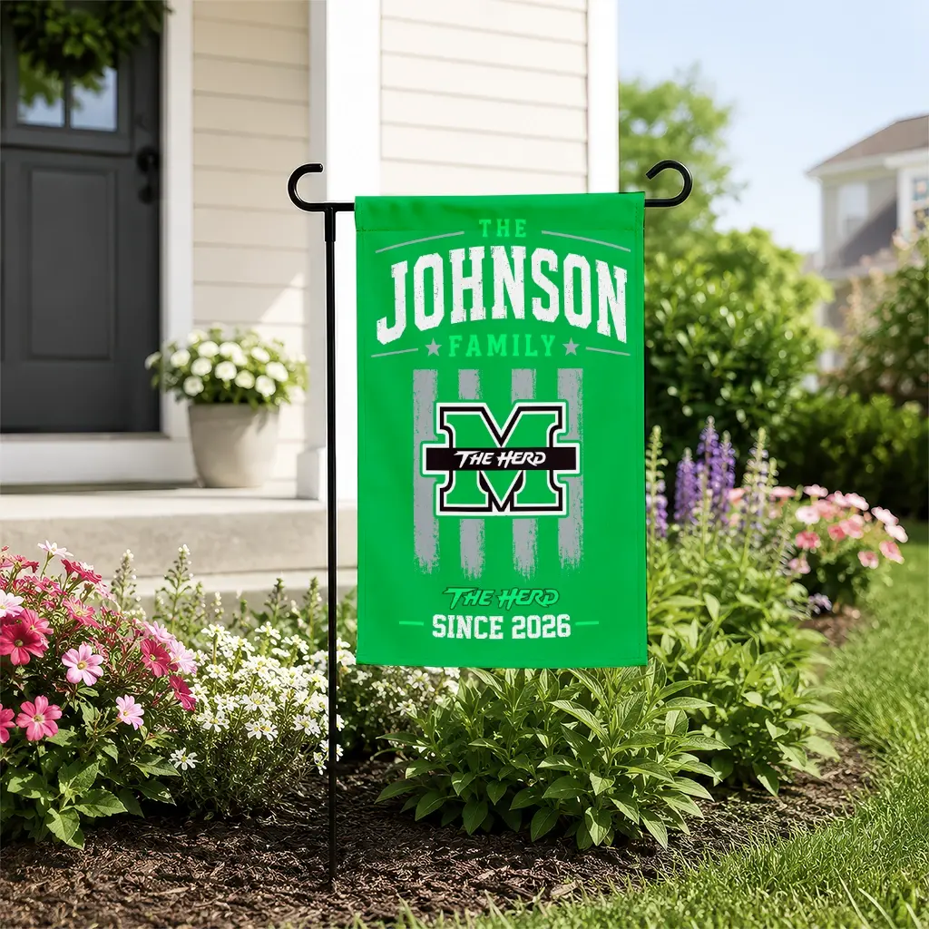 Marshall Thundering Herd Garden Flag Customized Distressed Stripes Green New Arrival Marshall Thundering Herd Garden Flag Customized Distressed Stripes Green New Arrival