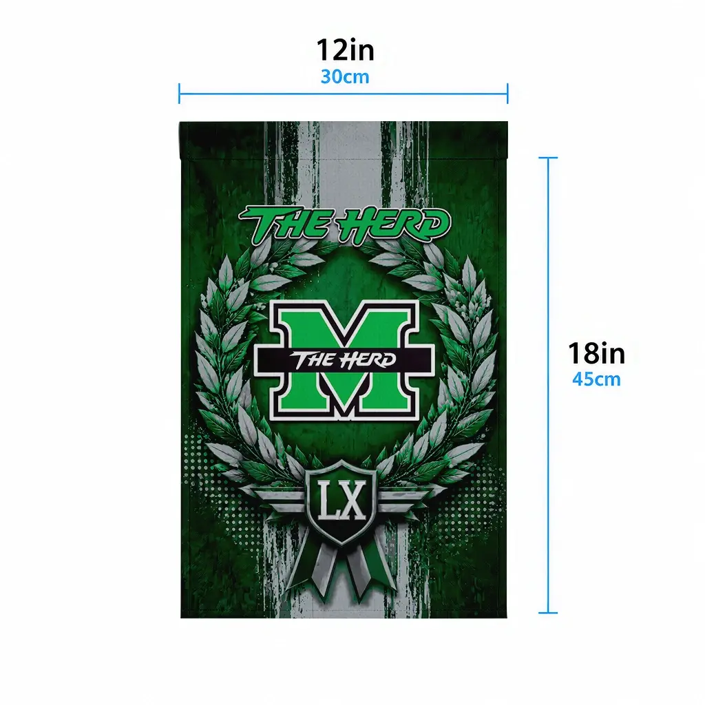 Marshall Thundering Herd Garden Flag Customized Laurel Wreath Green High Quality Marshall Thundering Herd Garden Flag Customized Laurel Wreath Green High Quality