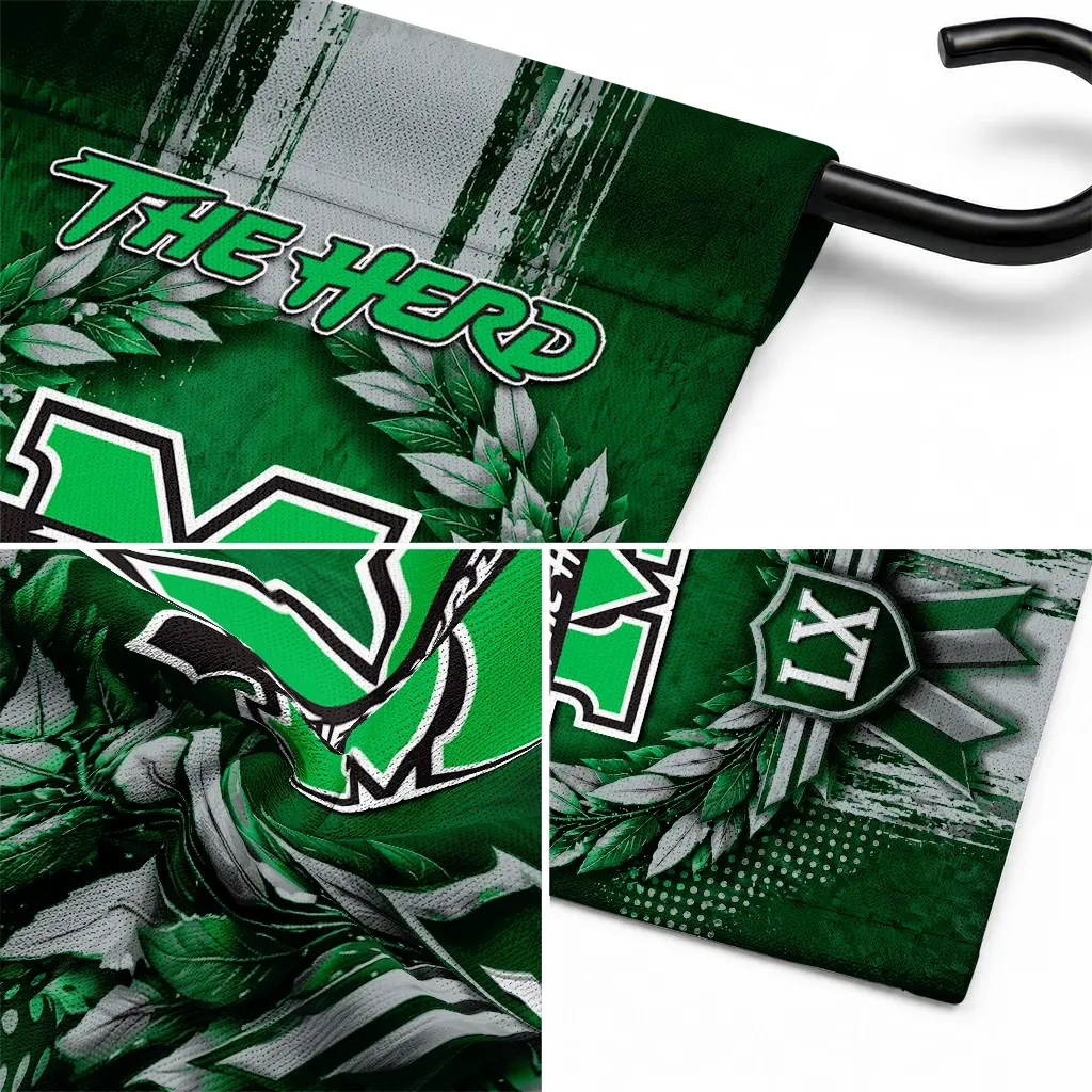 Marshall Thundering Herd Garden Flag Customized Laurel Wreath Green Latest Model Marshall Thundering Herd Garden Flag Customized Laurel Wreath Green Latest Model