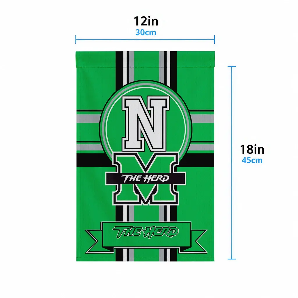 Marshall Thundering Herd Garden Flag Personalized Circle Medallion Green High Quality Marshall Thundering Herd Garden Flag Personalized Circle Medallion Green High Quality