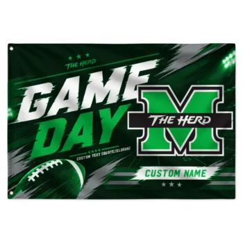 Marshall Thundering Herd House Flag Custom Action Streaks Green Best Selling