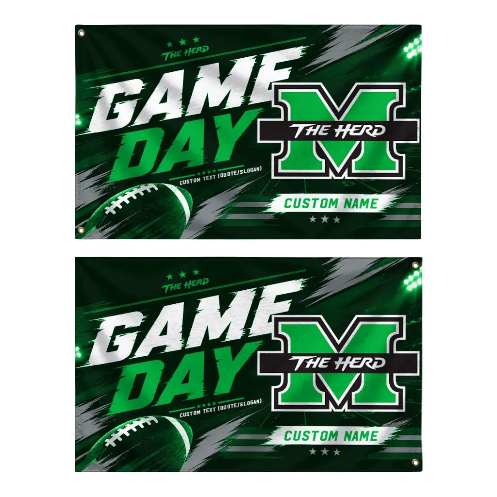 Marshall Thundering Herd House Flag Custom Action Streaks Green Fashion Forward Marshall Thundering Herd House Flag Custom Action Streaks Green Fashion Forward