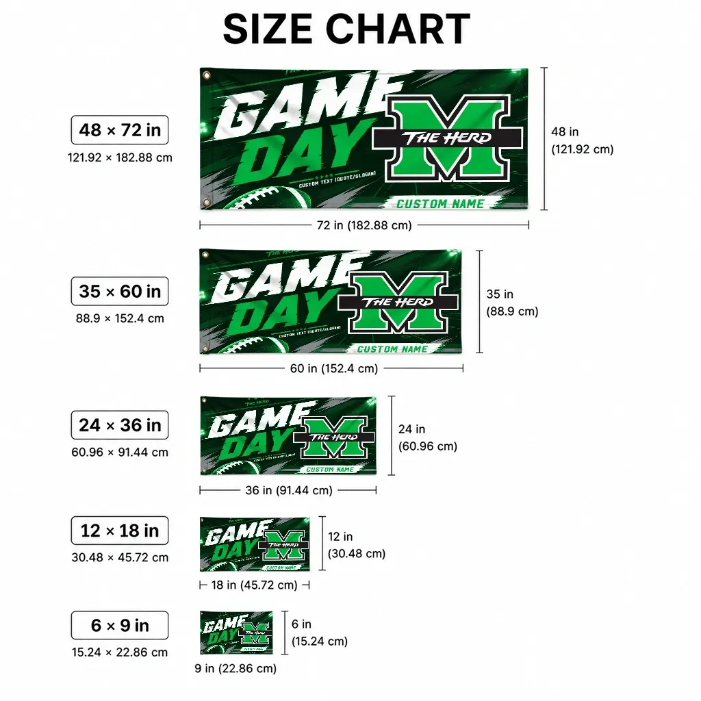 Marshall Thundering Herd House Flag Custom Action Streaks Green High Quality Marshall Thundering Herd House Flag Custom Action Streaks Green High Quality