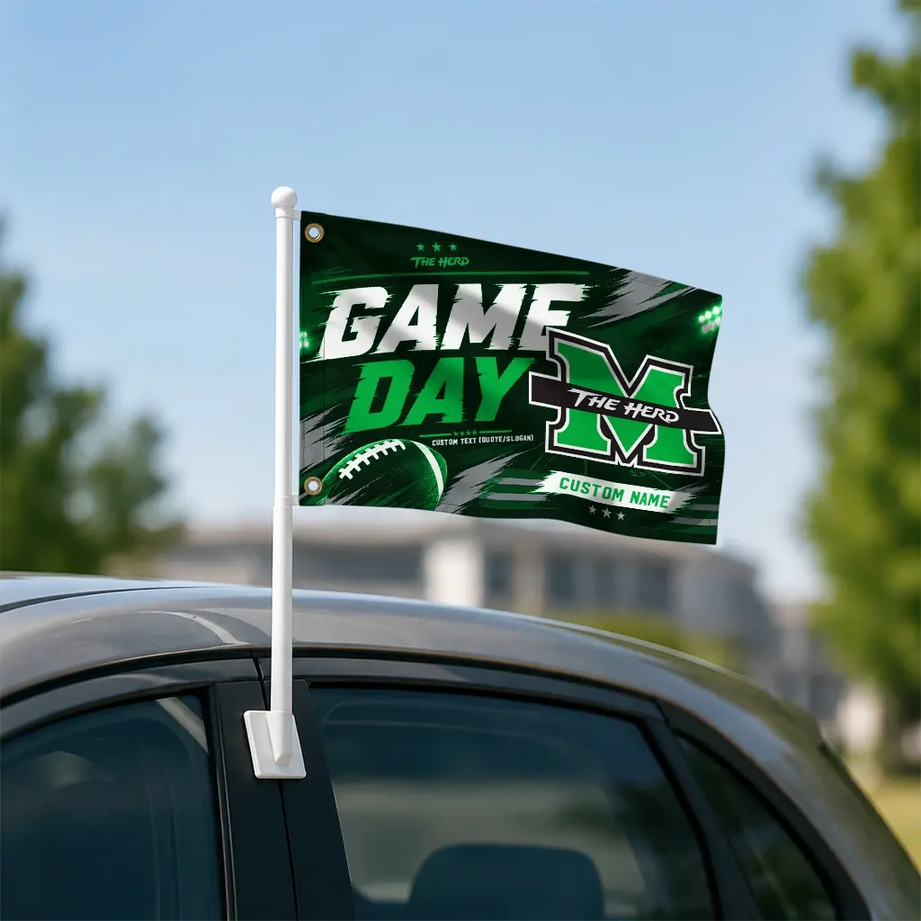 Marshall Thundering Herd House Flag Custom Action Streaks Green Latest Model Marshall Thundering Herd House Flag Custom Action Streaks Green Latest Model