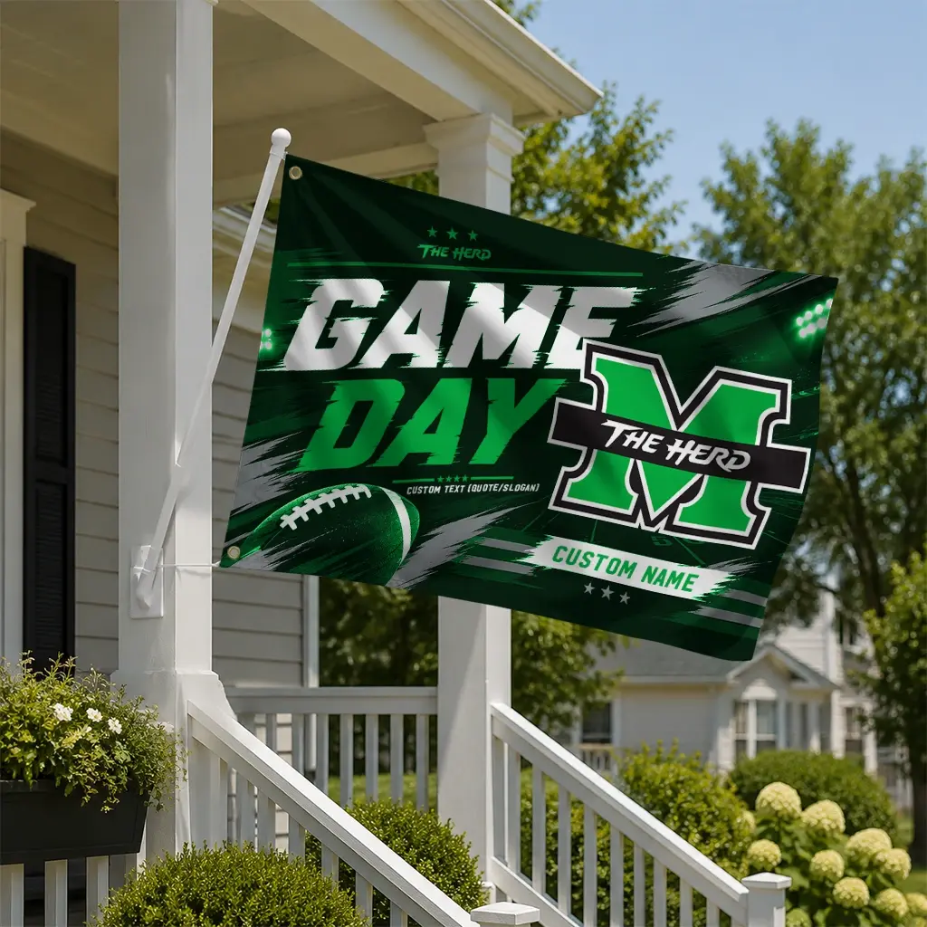 Marshall Thundering Herd House Flag Custom Action Streaks Green New Arrival Marshall Thundering Herd House Flag Custom Action Streaks Green New Arrival