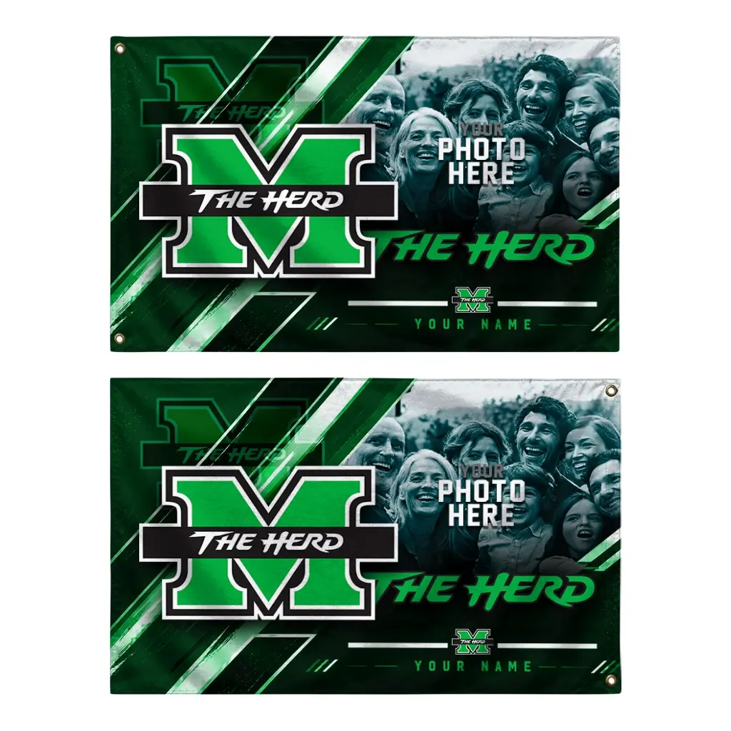Marshall Thundering Herd House Flag Custom Diagonal Stripes Green Fashion Forward Marshall Thundering Herd House Flag Custom Diagonal Stripes Green Fashion Forward