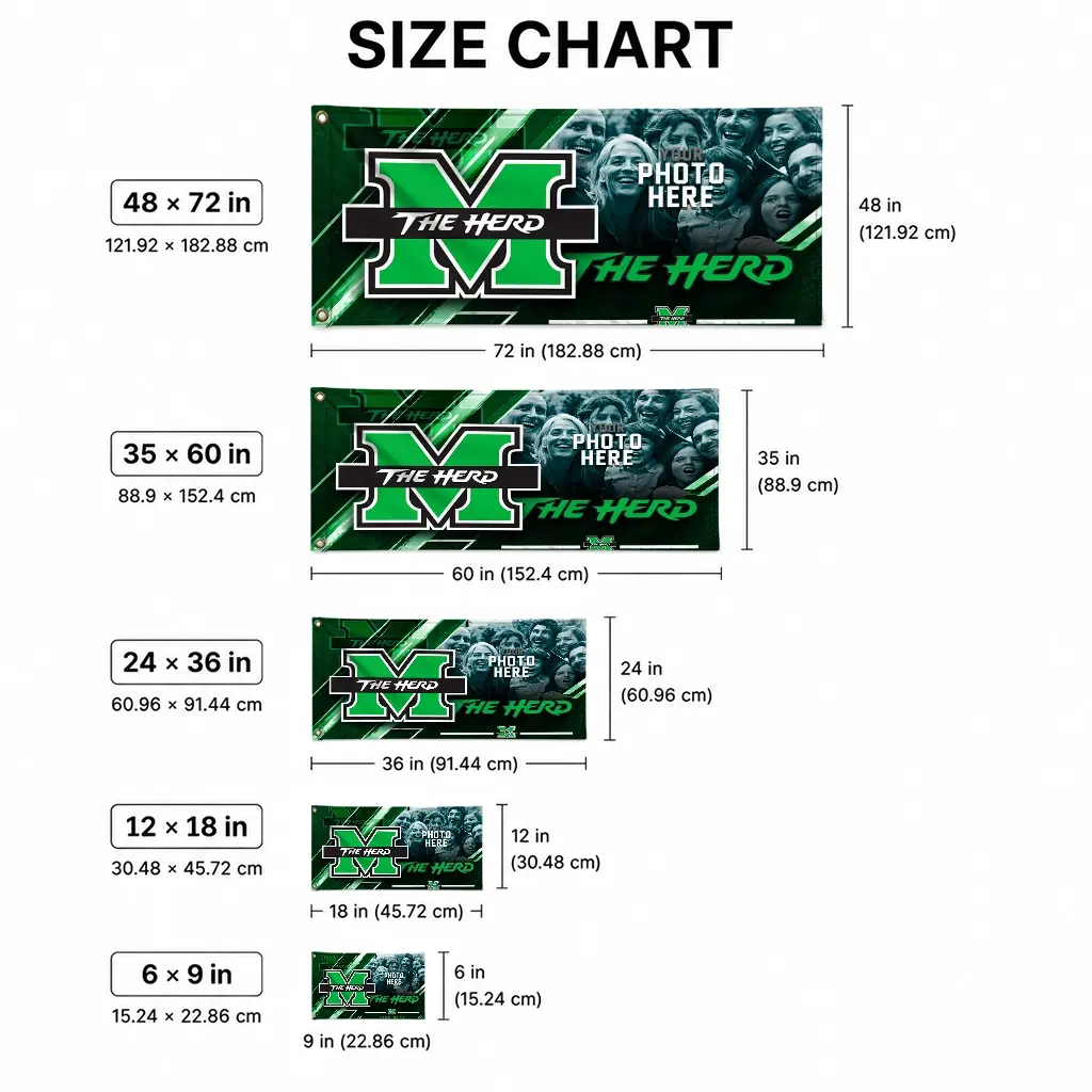Marshall Thundering Herd House Flag Custom Diagonal Stripes Green High Quality Marshall Thundering Herd House Flag Custom Diagonal Stripes Green High Quality
