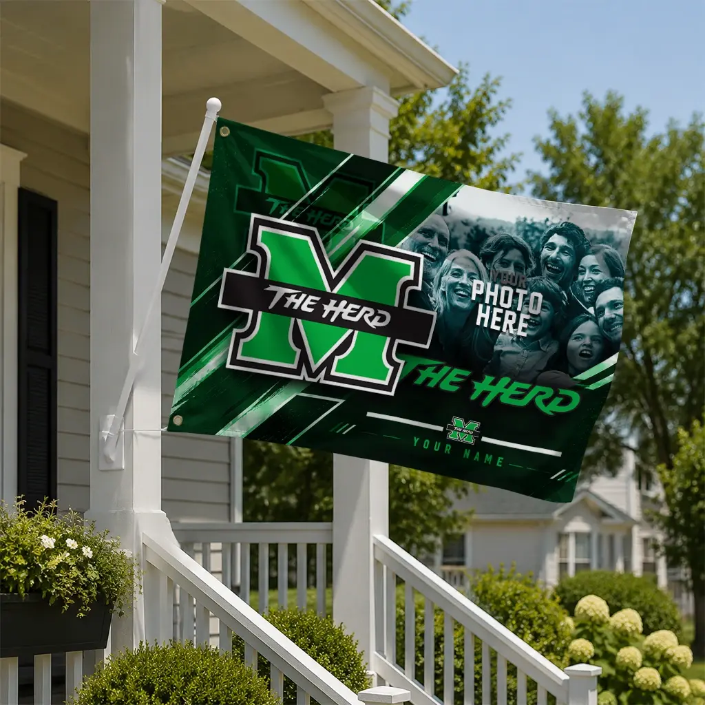 Marshall Thundering Herd House Flag Custom Diagonal Stripes Green New Arrival Marshall Thundering Herd House Flag Custom Diagonal Stripes Green New Arrival