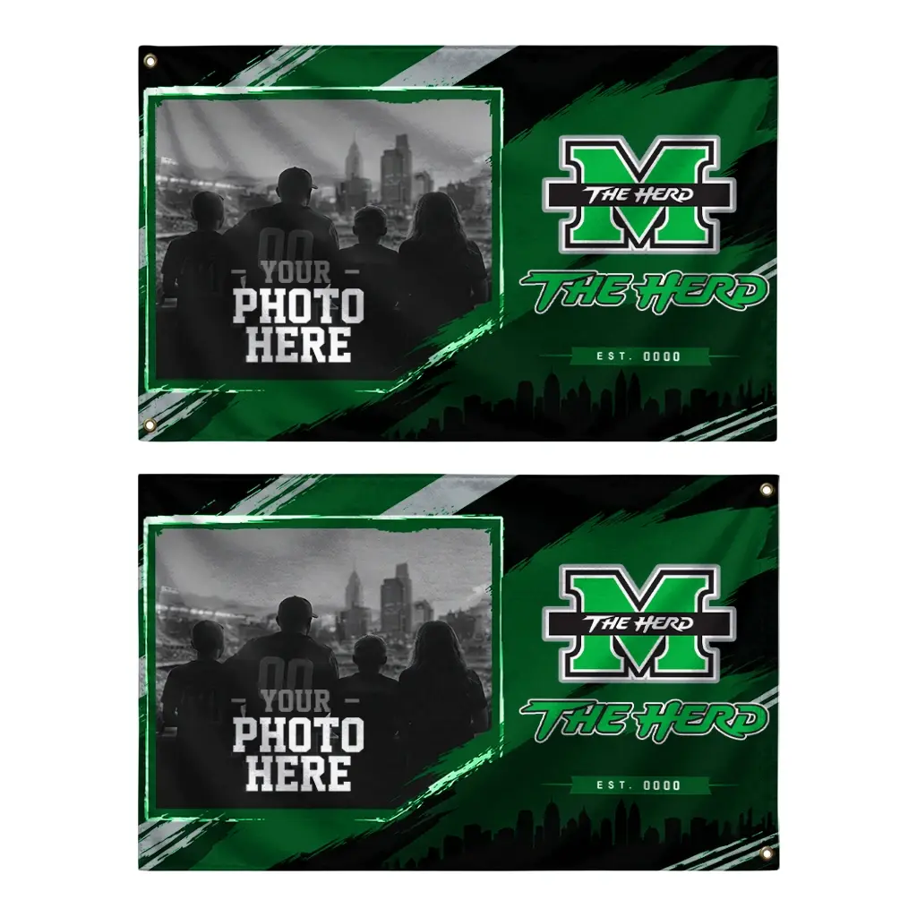 Marshall Thundering Herd House Flag Customized Framed Photo Green Black Fashion Forward Marshall Thundering Herd House Flag Customized Framed Photo Green Black Fashion Forward
