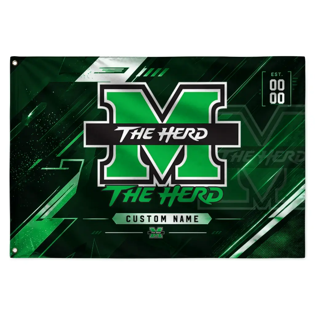 Marshall Thundering Herd House Flag Customized Speed Slashes Green Best Selling Marshall Thundering Herd House Flag Customized Speed Slashes Green Best Selling