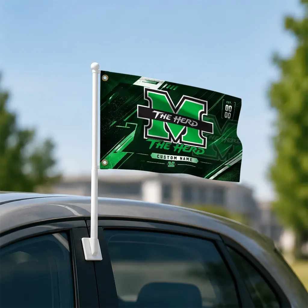 Marshall Thundering Herd House Flag Customized Speed Slashes Green Latest Model Marshall Thundering Herd House Flag Customized Speed Slashes Green Latest Model