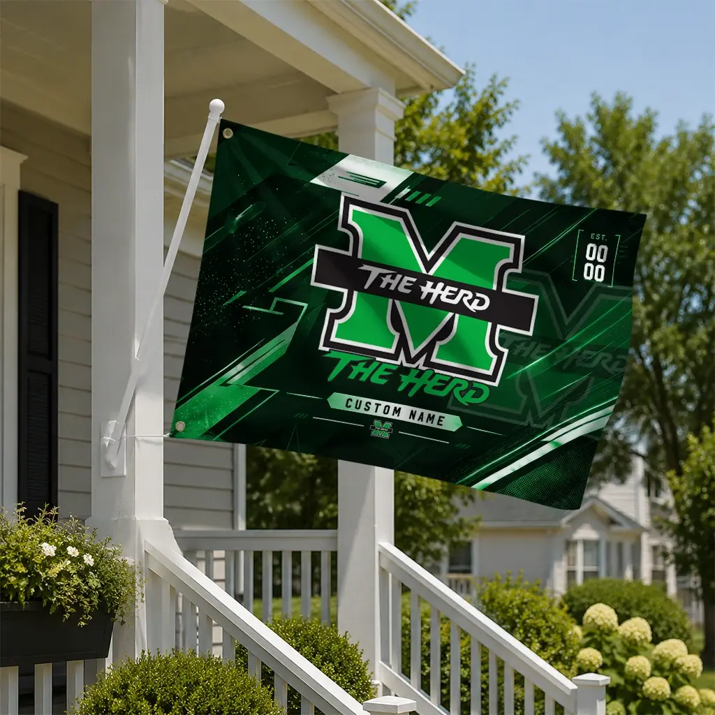 Marshall Thundering Herd House Flag Customized Speed Slashes Green New Arrival Marshall Thundering Herd House Flag Customized Speed Slashes Green New Arrival