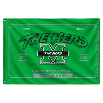 Marshall Thundering Herd House Flag Personalized Ornate Border Green Best Selling