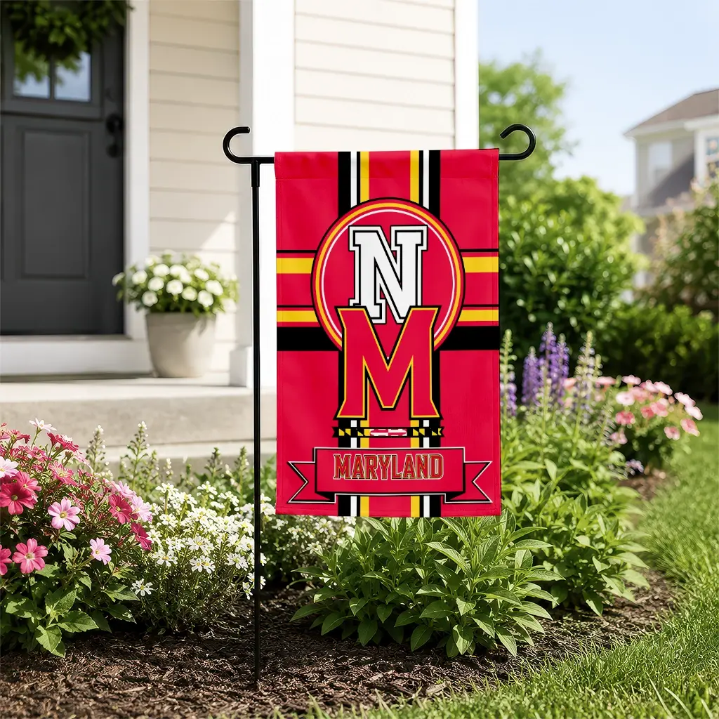 Maryland Terrapins Garden Flag Custom Circle Medallion Red New Arrival Maryland Terrapins Garden Flag Custom Circle Medallion Red New Arrival