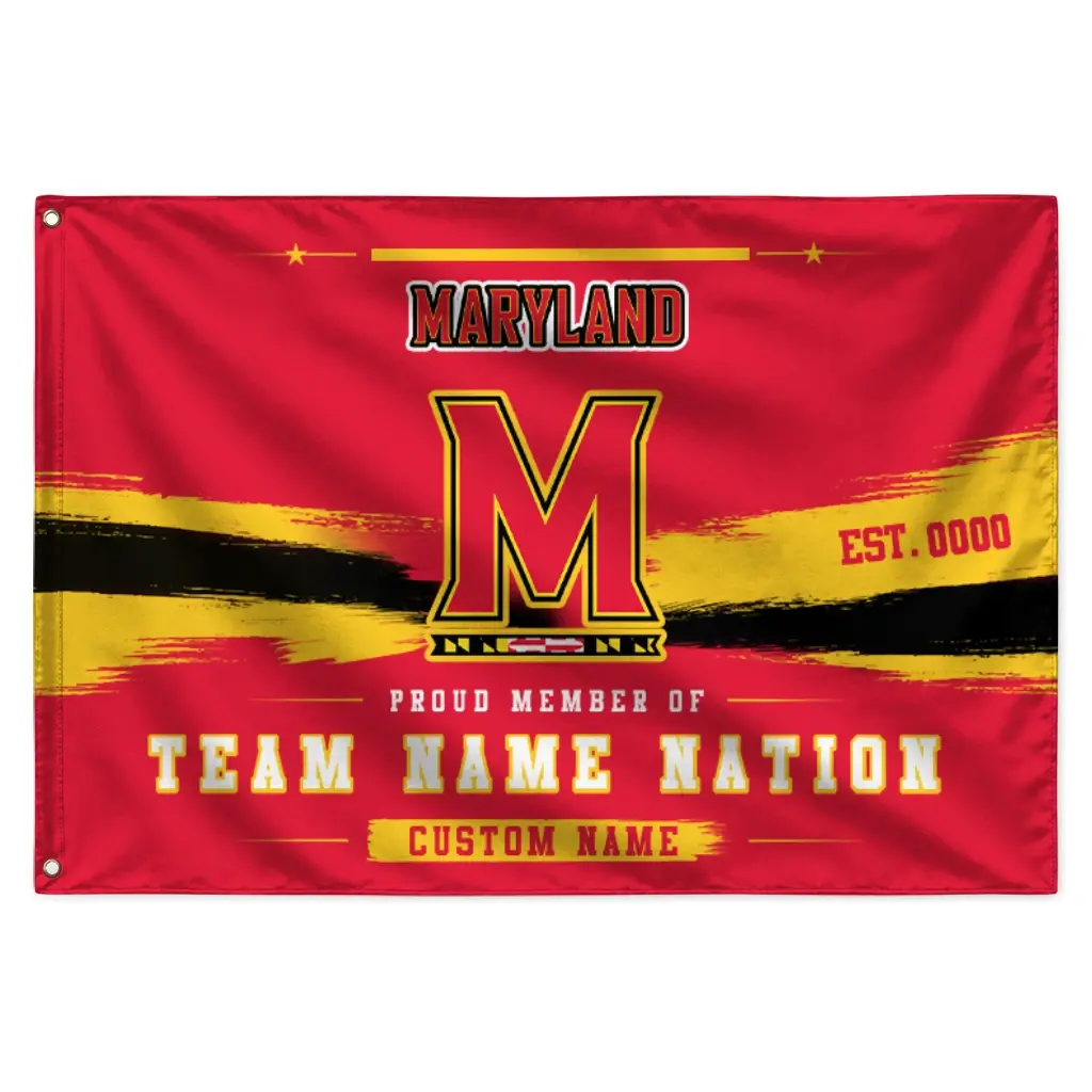 Maryland Terrapins House Flag Custom Brushed Streaks Red Best Selling Maryland Terrapins House Flag Custom Brushed Streaks Red Best Selling