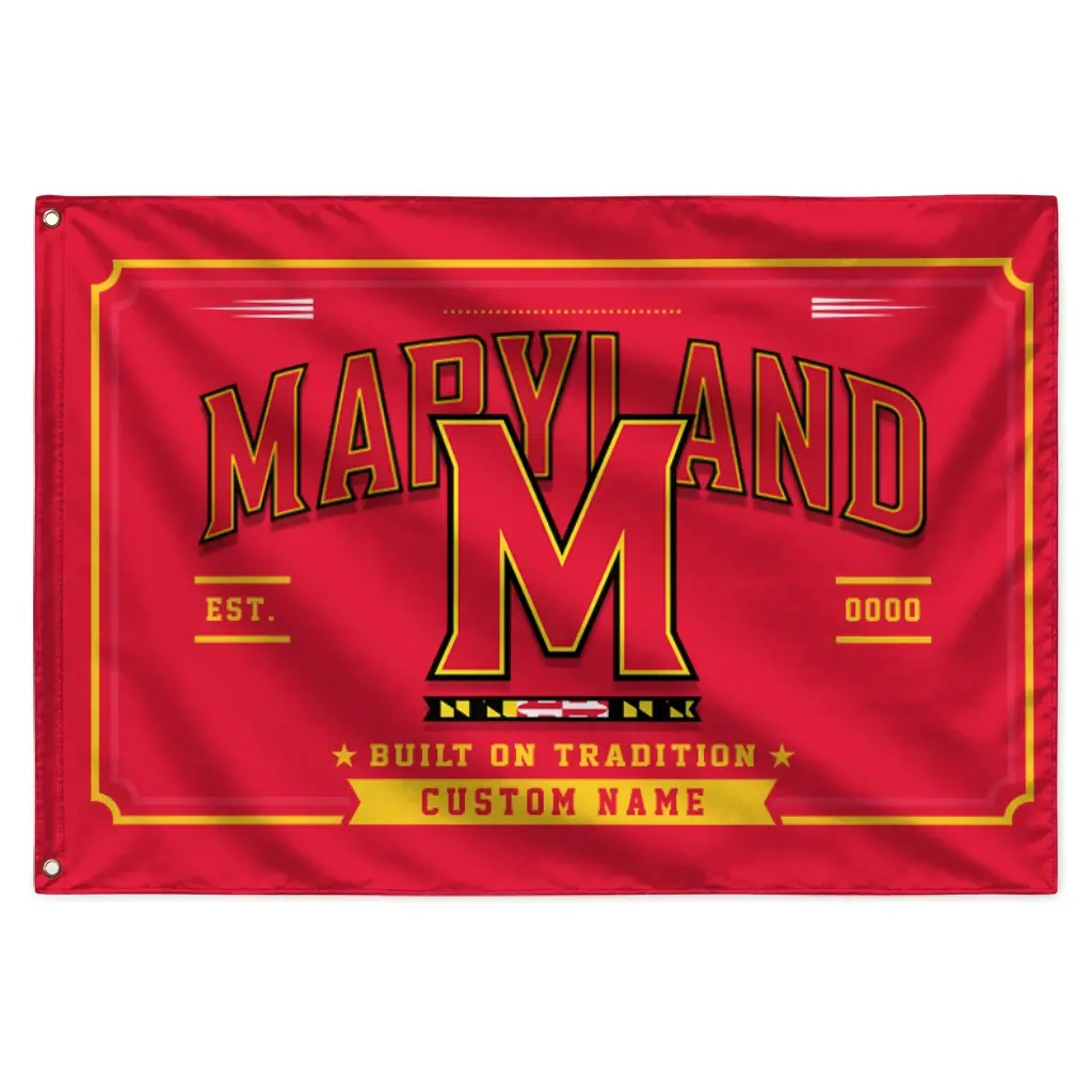 Maryland Terrapins House Flag Custom Ornate Border Red Best Selling Maryland Terrapins House Flag Custom Ornate Border Red Best Selling