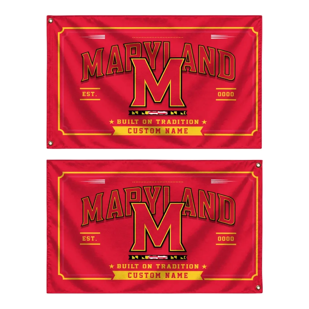 Maryland Terrapins House Flag Custom Ornate Border Red Fashion Forward Maryland Terrapins House Flag Custom Ornate Border Red Fashion Forward