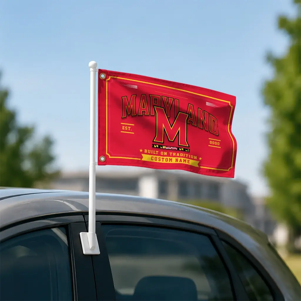 Maryland Terrapins House Flag Custom Ornate Border Red Latest Model Maryland Terrapins House Flag Custom Ornate Border Red Latest Model