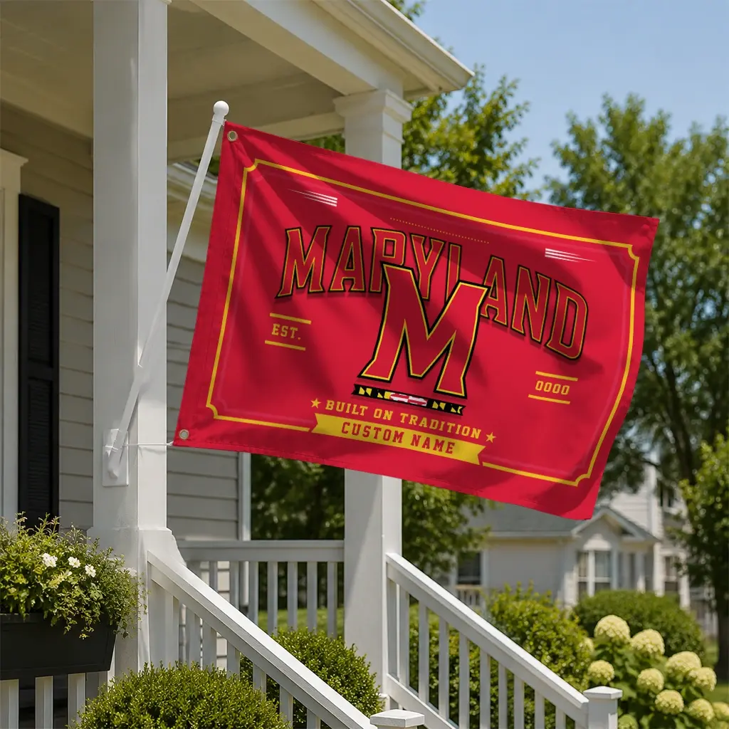Maryland Terrapins House Flag Custom Ornate Border Red New Arrival Maryland Terrapins House Flag Custom Ornate Border Red New Arrival