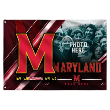 Maryland Terrapins House Flag Customized Diagonal Stripes Red Best Selling