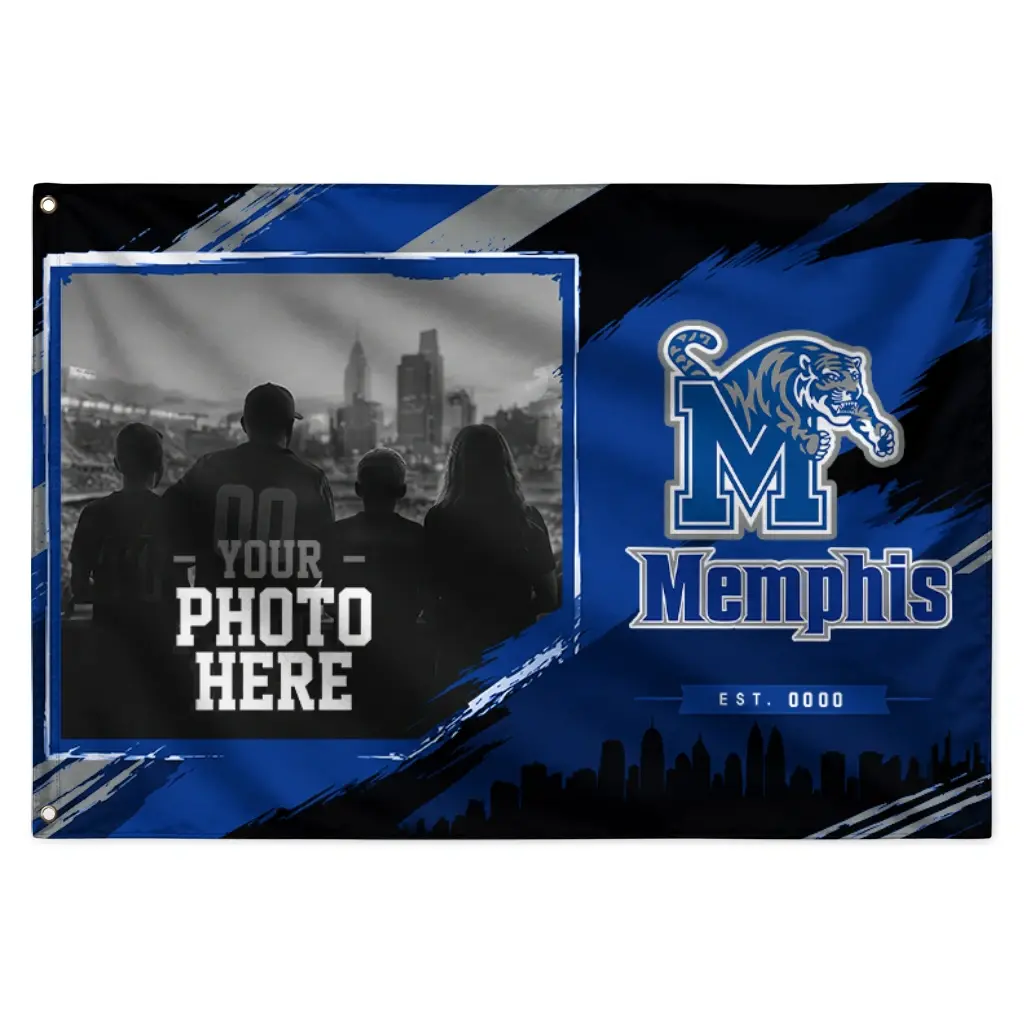 Memphis Tigers House Flag Customized Framed Photo Blue Black Best Selling Memphis Tigers House Flag Customized Framed Photo Blue Black Best Selling