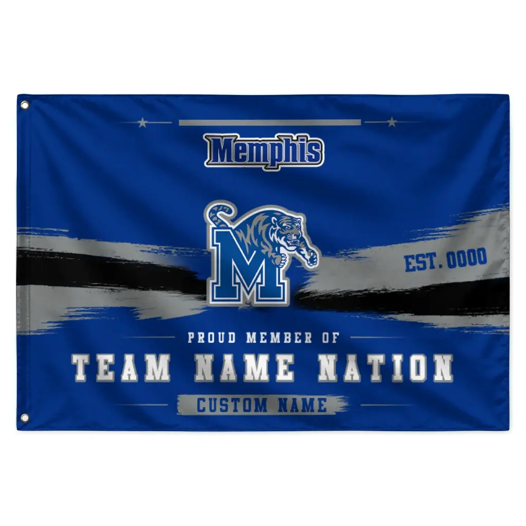 Memphis Tigers House Flag Personalized Brushed Streaks Blue Best Selling Memphis Tigers House Flag Personalized Brushed Streaks Blue Best Selling
