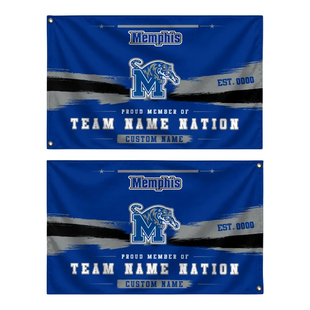 Memphis Tigers House Flag Personalized Brushed Streaks Blue Fashion Forward Memphis Tigers House Flag Personalized Brushed Streaks Blue Fashion Forward