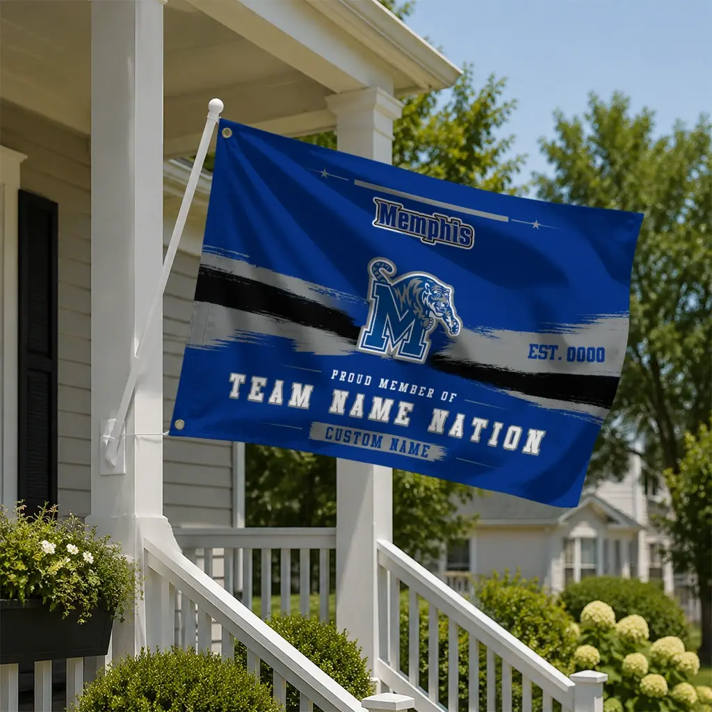 Memphis Tigers House Flag Personalized Brushed Streaks Blue New Arrival Memphis Tigers House Flag Personalized Brushed Streaks Blue New Arrival