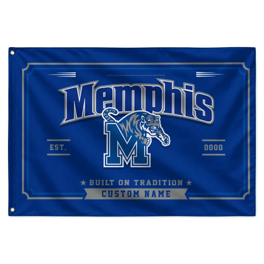 Memphis Tigers House Flag Personalized Ornate Border Blue Best Selling Memphis Tigers House Flag Personalized Ornate Border Blue Best Selling