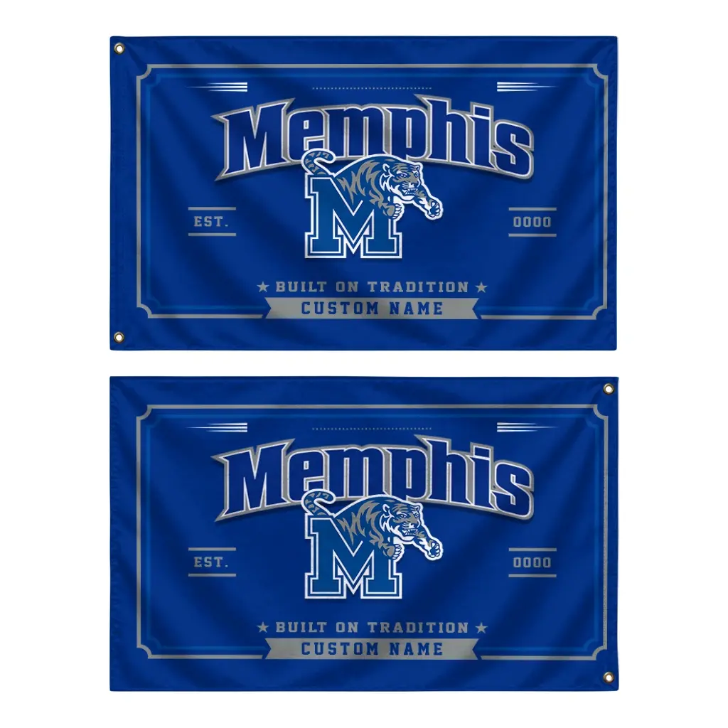Memphis Tigers House Flag Personalized Ornate Border Blue Fashion Forward Memphis Tigers House Flag Personalized Ornate Border Blue Fashion Forward