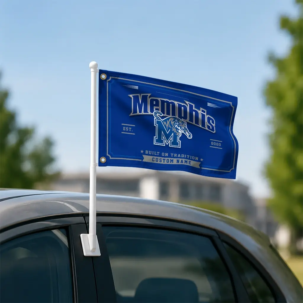 Memphis Tigers House Flag Personalized Ornate Border Blue Latest Model Memphis Tigers House Flag Personalized Ornate Border Blue Latest Model