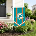 Miami Dolphins Garden Flag Custom Chevron Stripes Aqua Best Selling