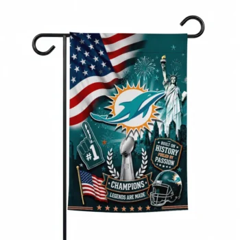 Miami Dolphins Garden Flag - Custom Icon Collage Aqua