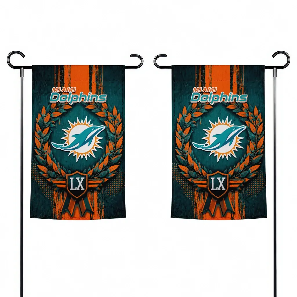 Miami Dolphins Garden Flag Personalized Laurel Wreath Aqua Fashion Forward Miami Dolphins Garden Flag Personalized Laurel Wreath Aqua Fashion Forward