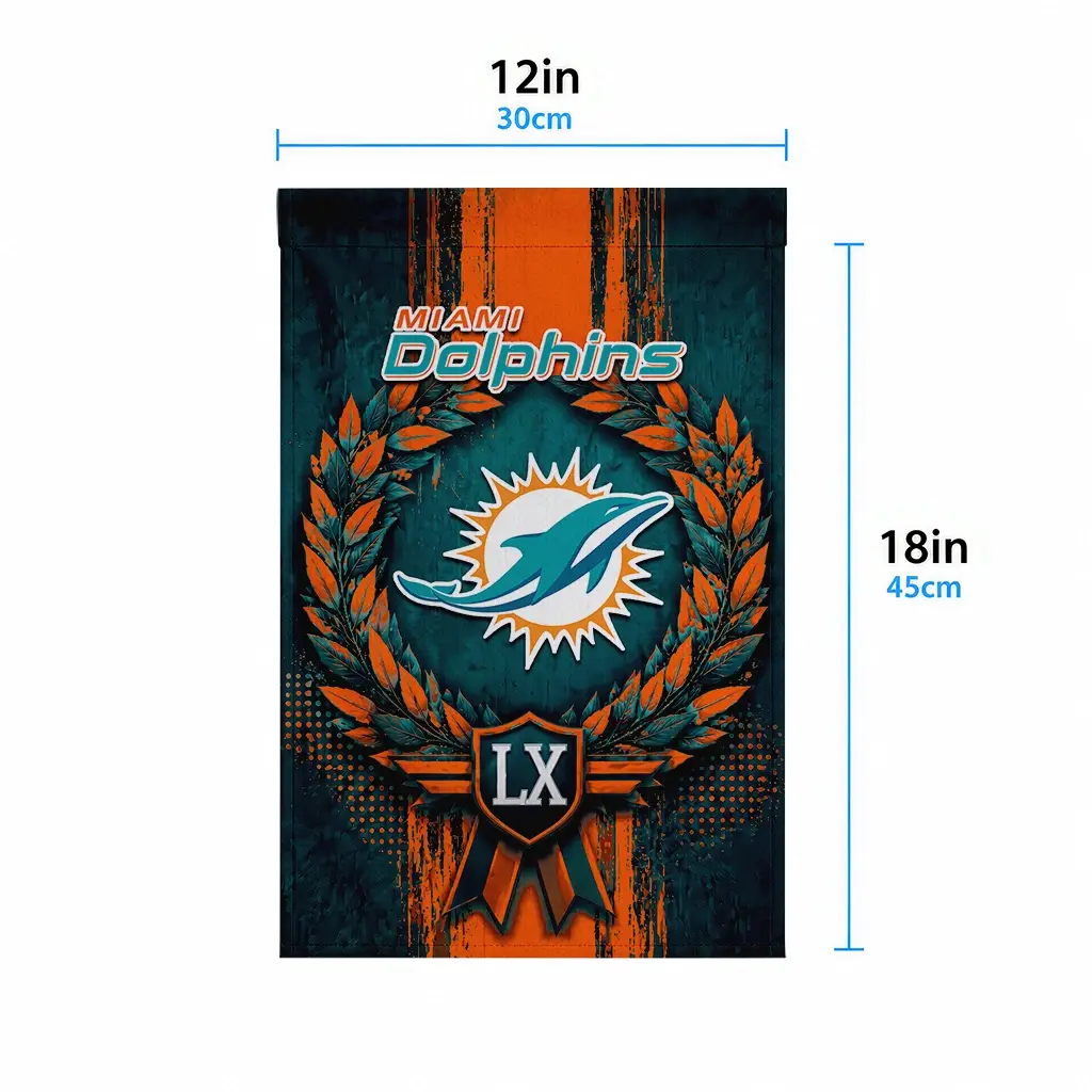 Miami Dolphins Garden Flag Personalized Laurel Wreath Aqua High Quality Miami Dolphins Garden Flag Personalized Laurel Wreath Aqua High Quality