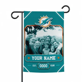 Miami Dolphins Garden Flag - Personalized Photo Frame Aqua
