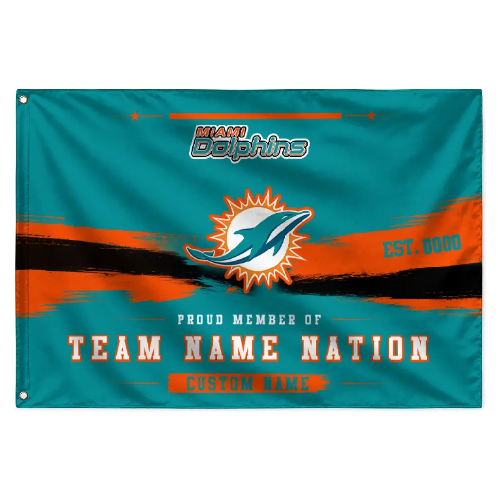Miami Dolphins House Flag Custom Brushed Streaks Aqua Best Selling Miami Dolphins House Flag Custom Brushed Streaks Aqua Best Selling