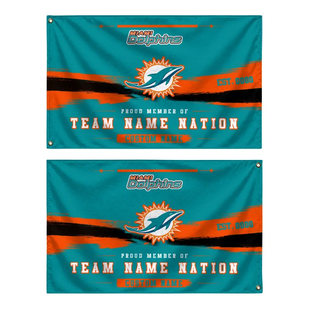 Miami Dolphins House Flag Custom Brushed Streaks Aqua Fashion Forward Miami Dolphins House Flag Custom Brushed Streaks Aqua Fashion Forward