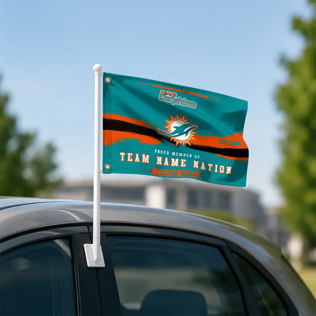 Miami Dolphins House Flag Custom Brushed Streaks Aqua Latest Model Miami Dolphins House Flag Custom Brushed Streaks Aqua Latest Model