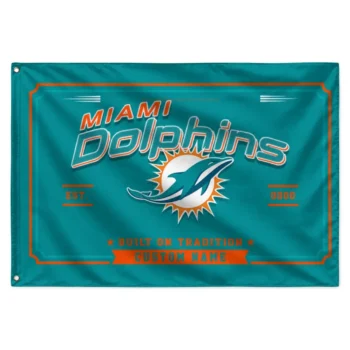 Miami Dolphins House Flag Custom Ornate Border Aqua Best Selling