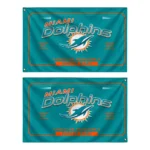 Miami Dolphins House Flag Custom Ornate Border Aqua Best Selling